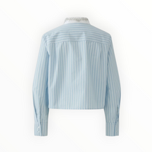 Oui Blue/White Stripe Shirt With Jewelled Collar