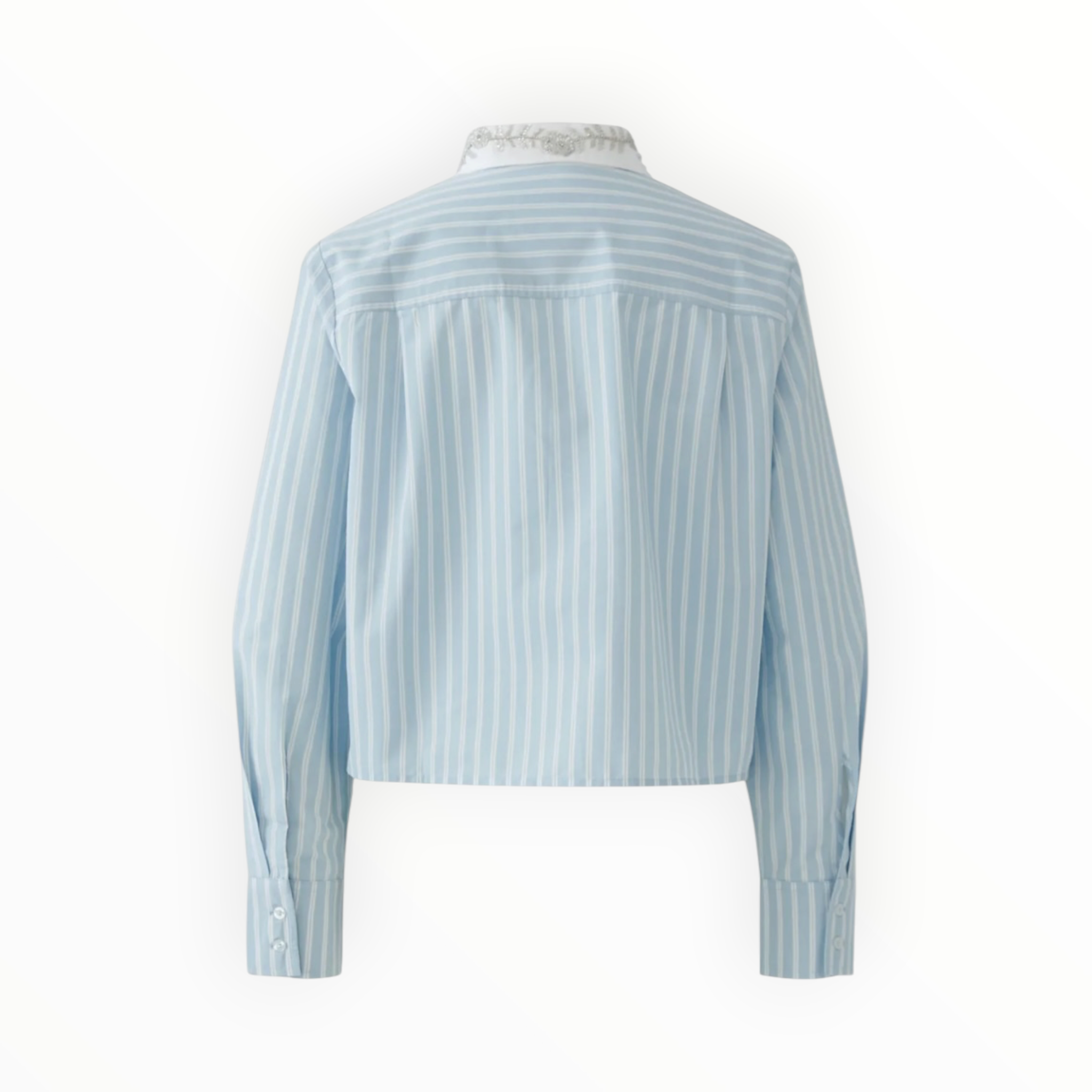 Oui Blue/White Stripe Shirt With Jewelled Collar