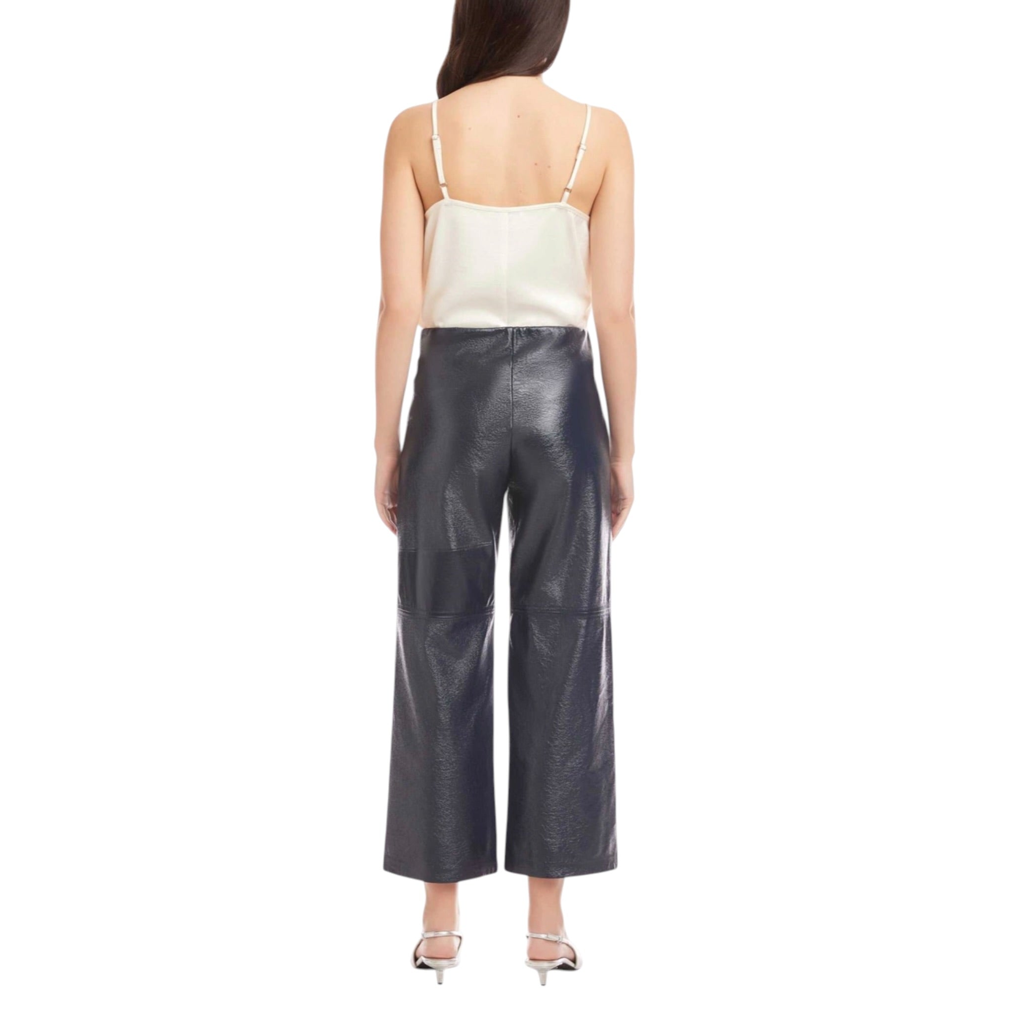Fifteen Twenty Faux Patent Leather Cropped Pants - Navy