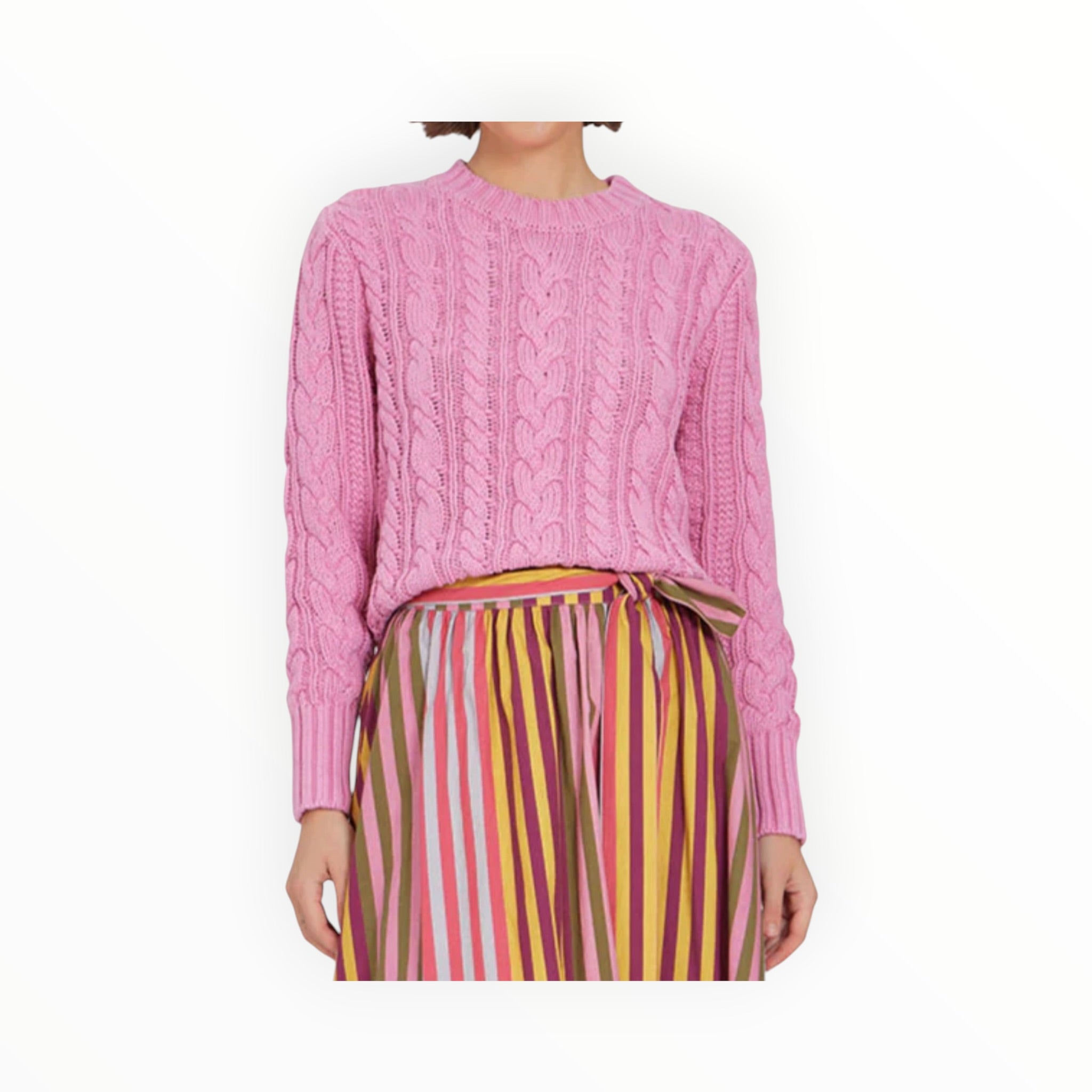 OLIVIA by livro Cable Crewneck Sweater - Blush