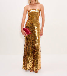 Simon Miller Sculpty Strapless Sequin Dress - Star Gold