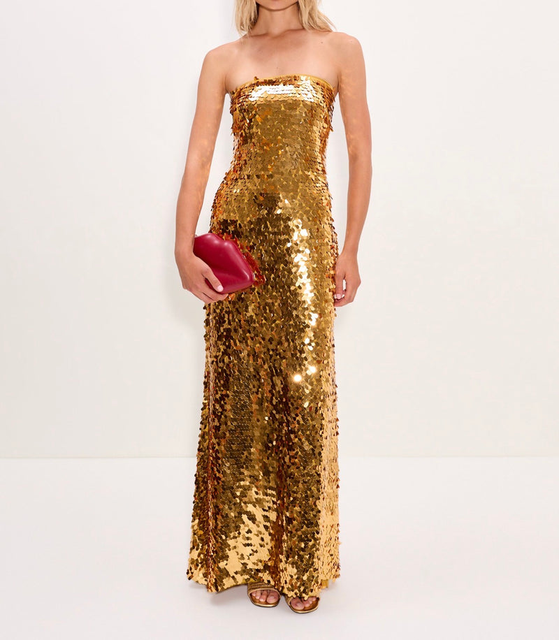 Simon Miller Sculpty Strapless Sequin Dress - Star Gold