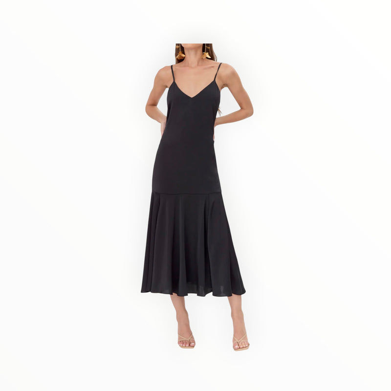 Adelyn Rae Rhegan V-Neck Slip Dress With Flared Hem - Black