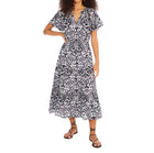 Allison New York Elowen Midi Dress - Black/White Damask