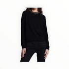 Minnie Rose Cotton Cashmere Raglan Crew Jewel Neck - Black