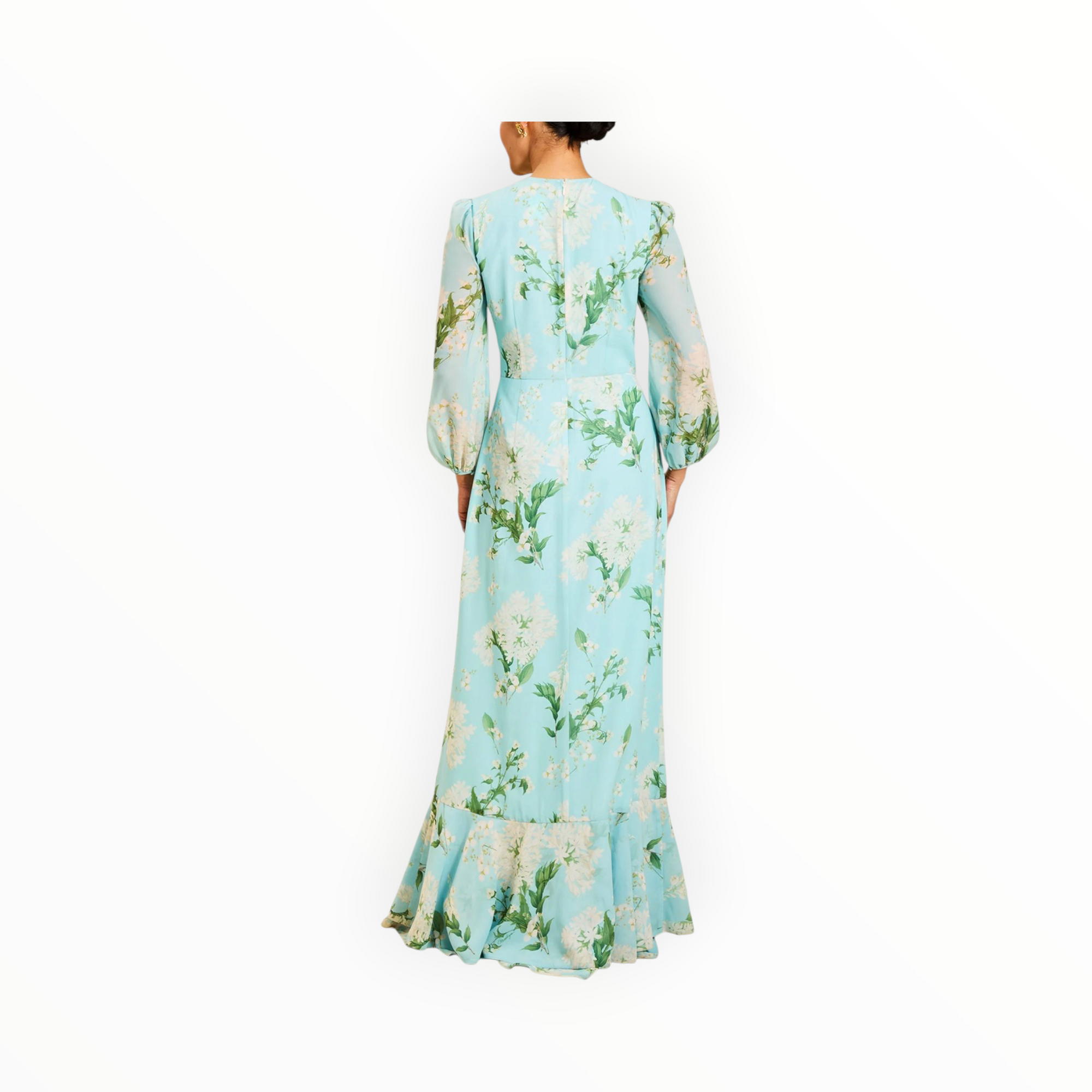Mestiza Ophelia Chiffon Gown - Blue Botanica