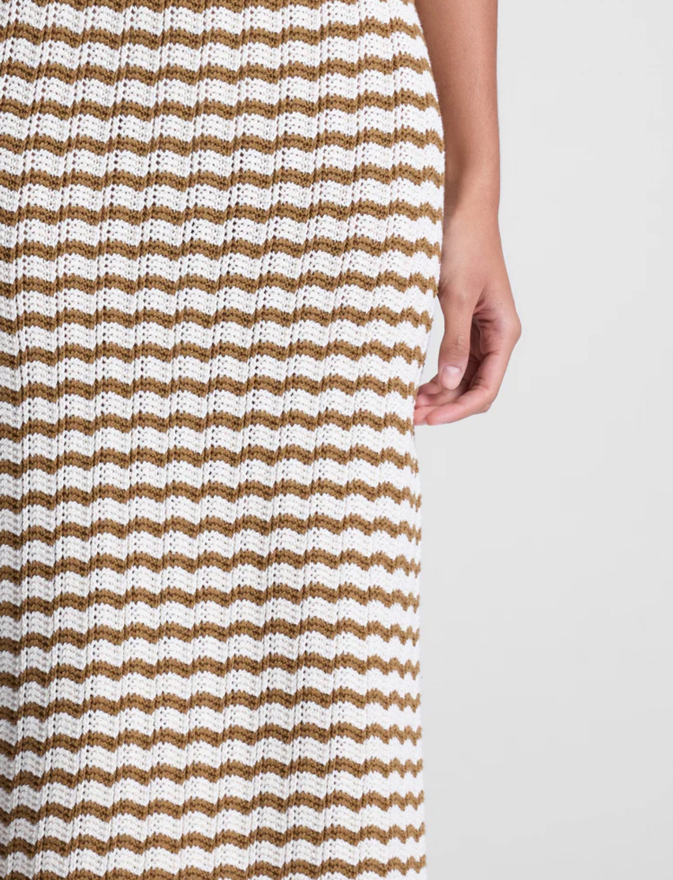 A.L.C. Alexis Striped Knit Skirt - Parchment/Aged Bronze