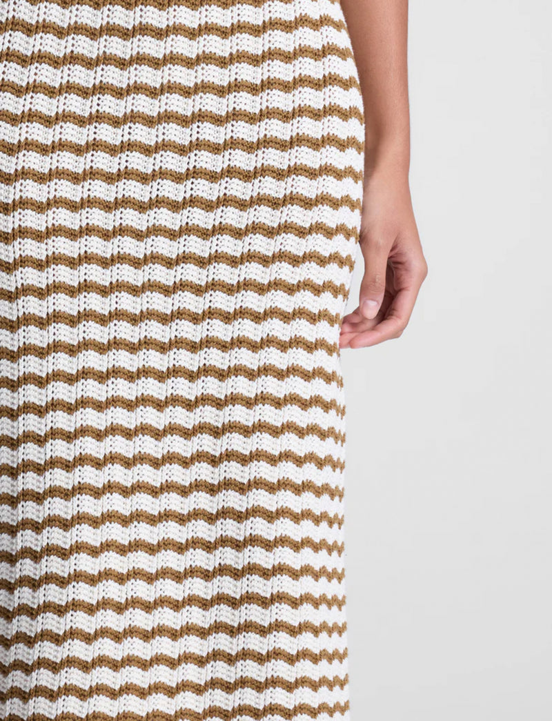 A.L.C. Alexis Striped Knit Skirt - Parchment/Aged Bronze