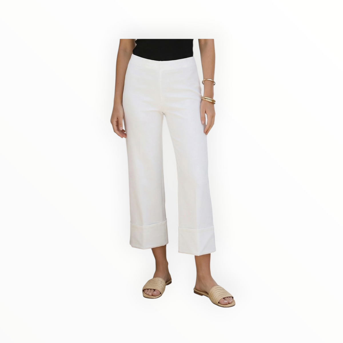 Fifteen Twenty Regina Cuff Cropped Pants- Off White