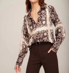 Fifteen Twenty Tess Half Placket Shirt - Earthy Block Print