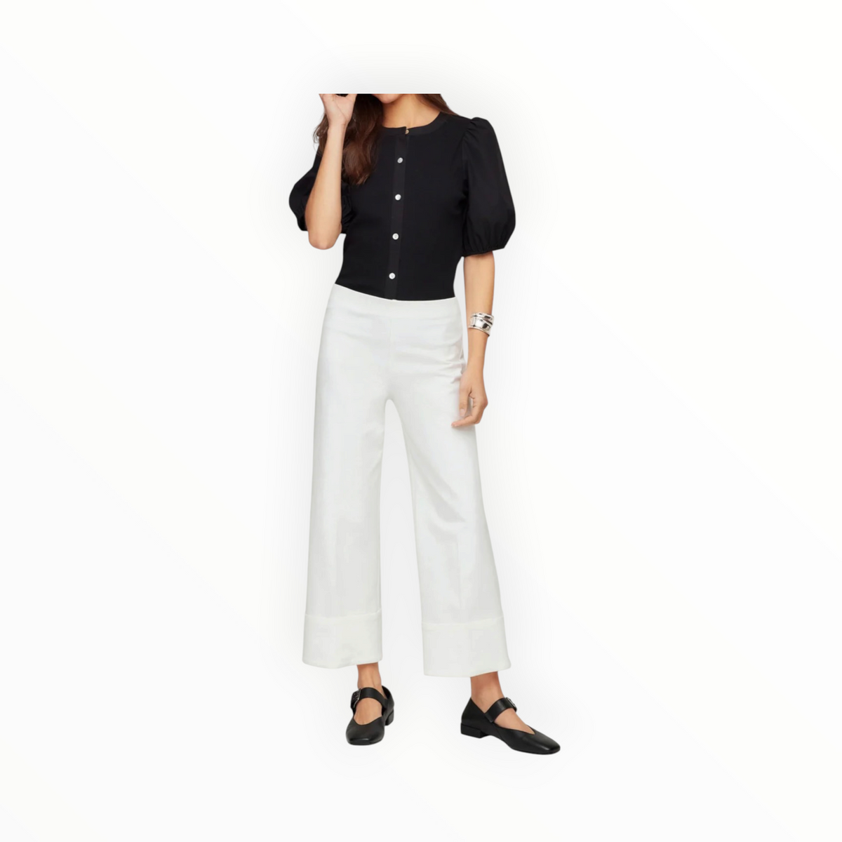 Fifteen Twenty Regina Cuff Cropped Pants- Off White