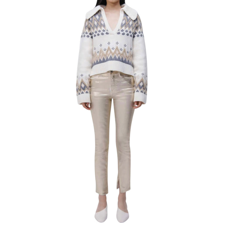 SIMKHAI Rae High Rise Ankle Skinny Jeans - Gold Foil