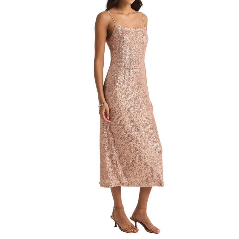 Z Supply Paulina Sequin Dress - Rose Gold