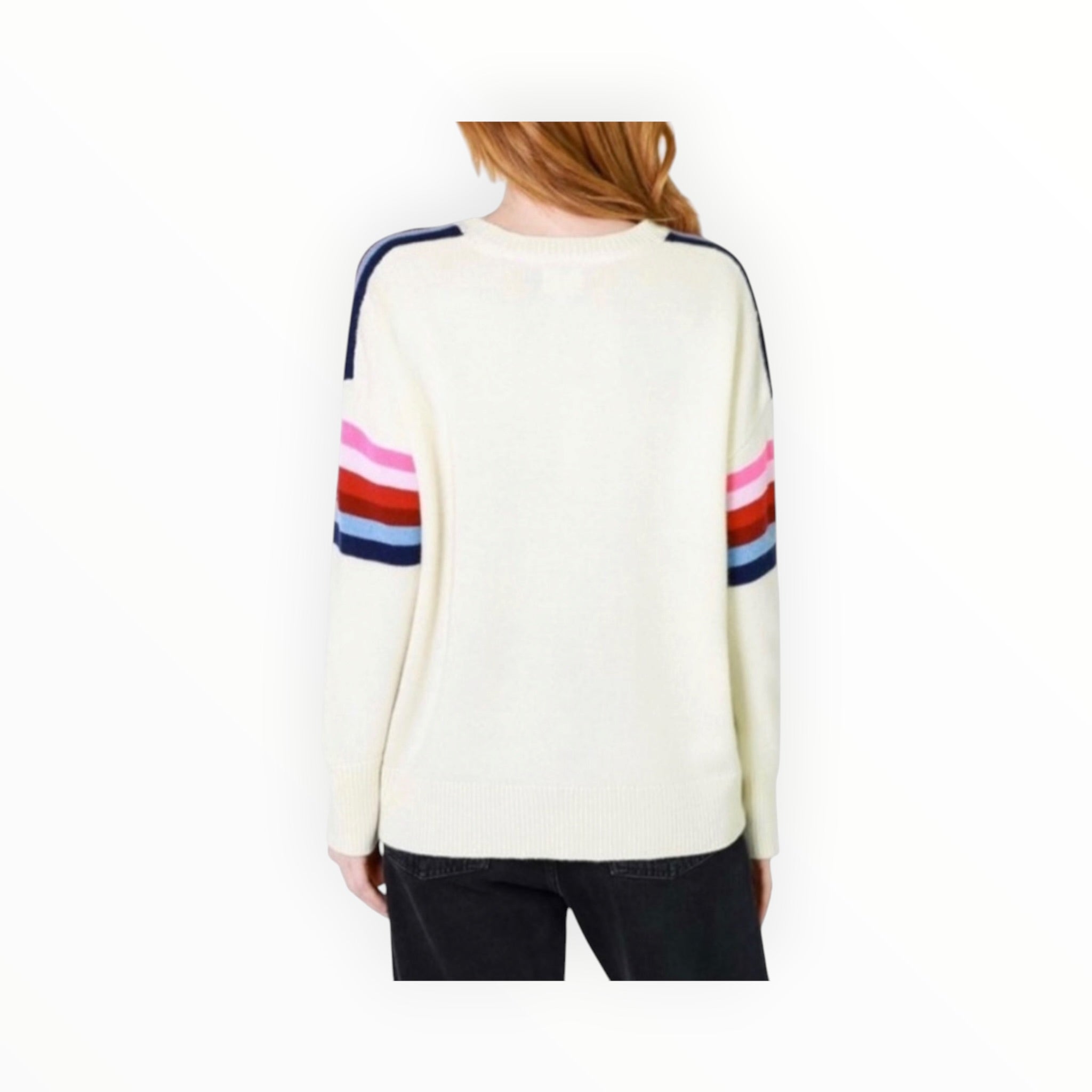 Sundry Shoulder Stripe Sweater - Eggshell