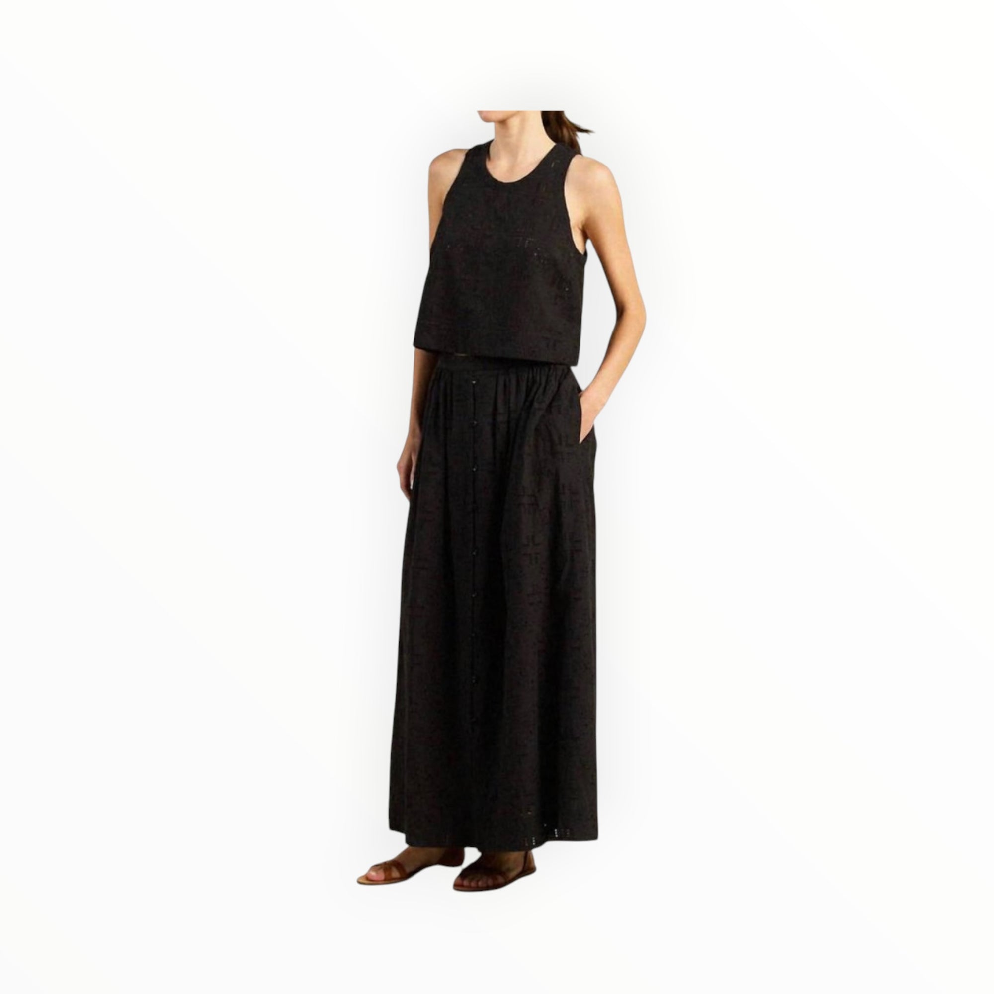 Trovata Esther Eyelet Tank - Black Handkerchief