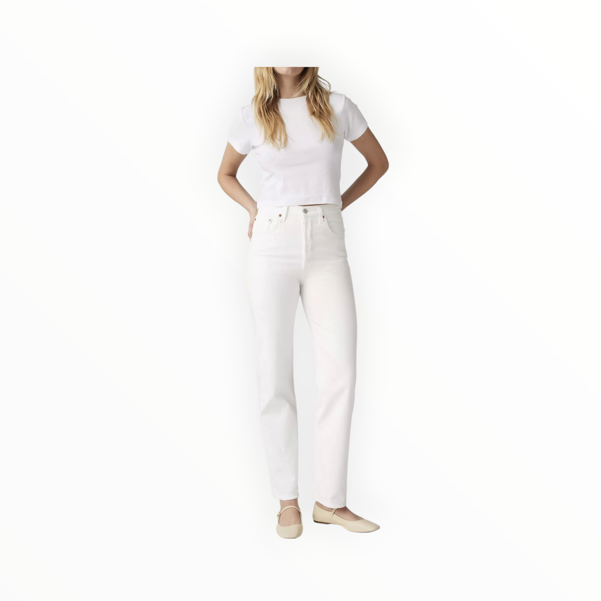 Levi’s Ribcage Straight Ankle Jeans - Cloud Over - White