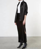 Enza Costa Satin Long Sleeve Shirt - Black