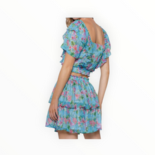 Lavender Brown Ruffle Mini Skirt - Aqua Multi