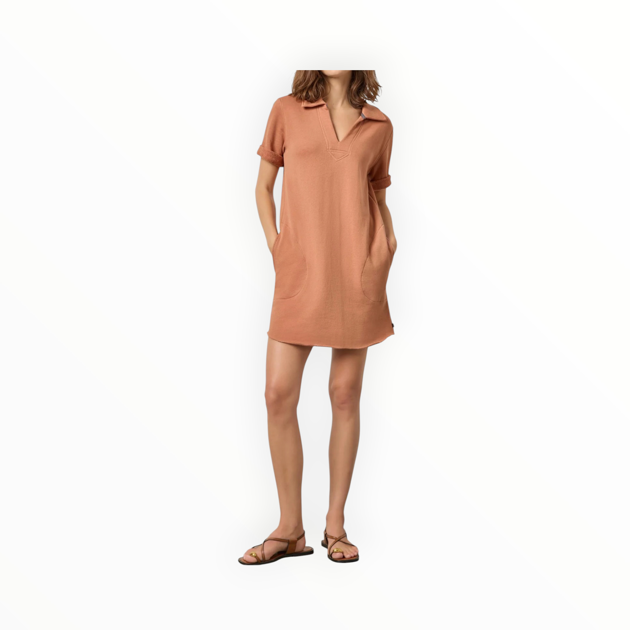 LILLA|P Raw Hem Terry Dress - Carob