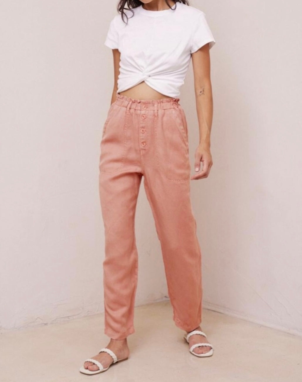 Bella Dahl Clover Button Front Relaxed Crop – Moroccan Clay