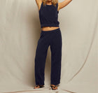 perfectwhitetee Katie Loop Terry Pants - Navy