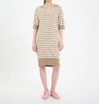 Ines de la Fressange Océane Beige Cotton Striped Dress