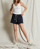 perfectwhitetee Layla French Terry Sweat Shorts - Navy