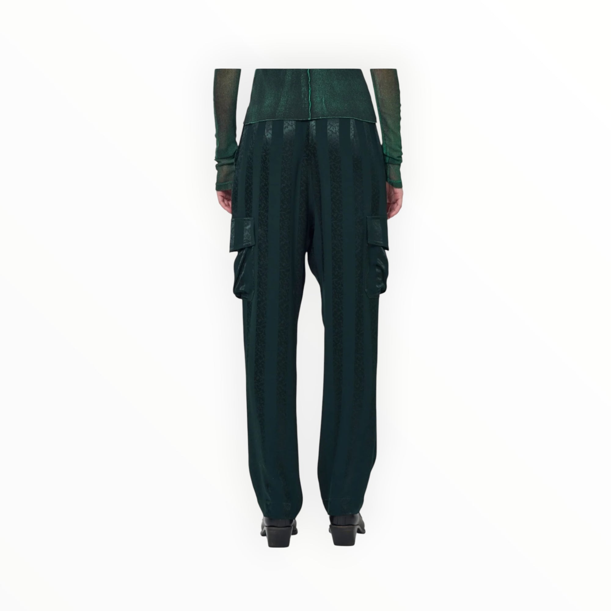 Raquel Allegra Satin Stripe Carly Pant - Pine