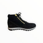 Gabor Zip Up + Lace Up Suede Bootie - Black