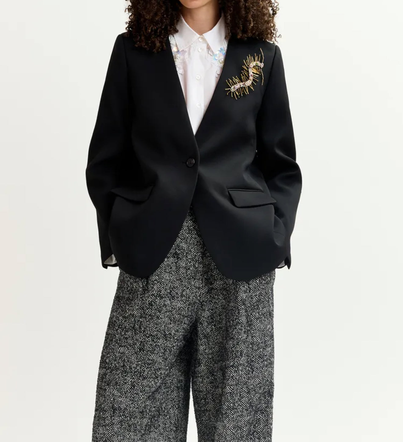 Essentiel Antwerp Gdog Sequin & Beaded Embroideries Shirt - White