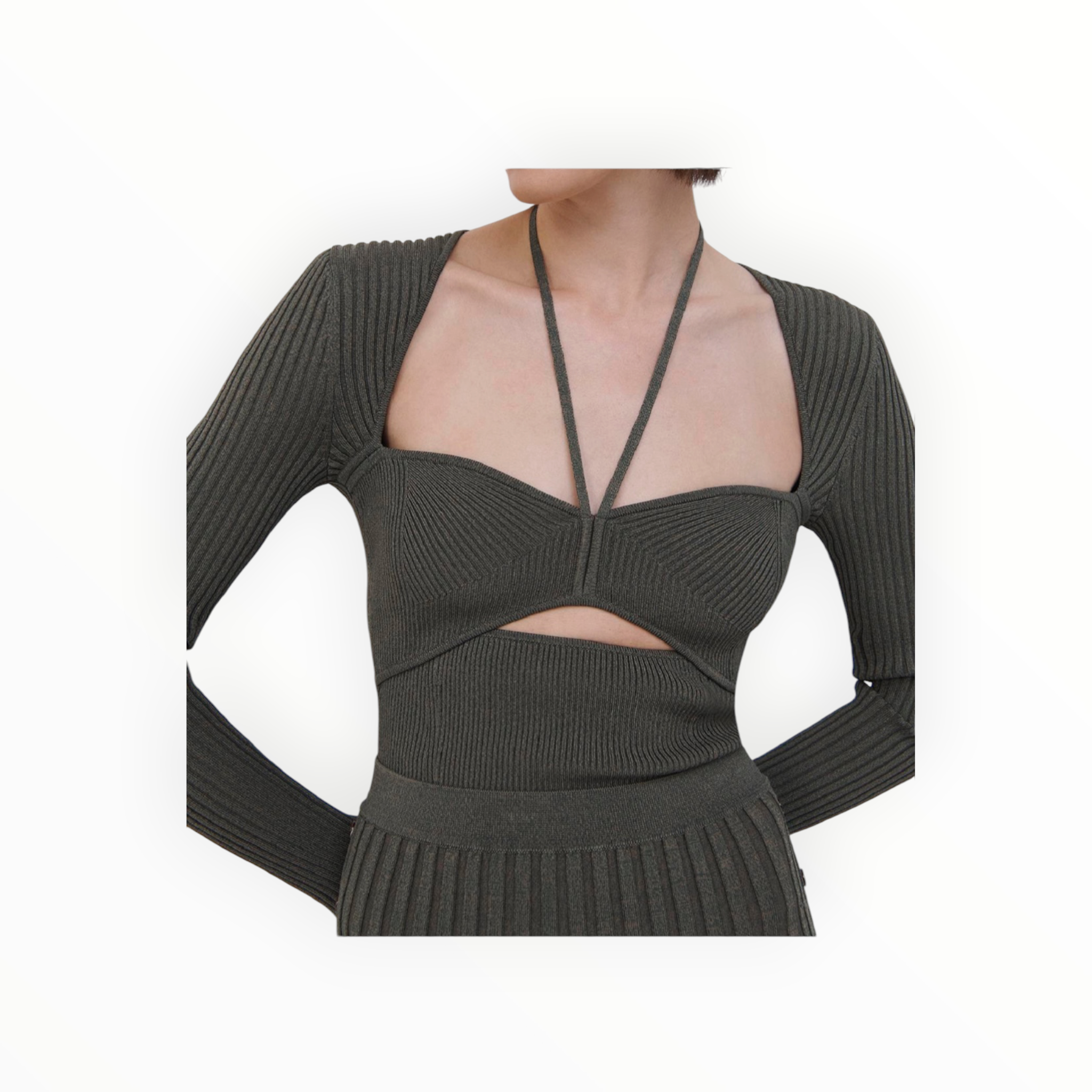 SIMKHAI Alexia Marled Sweetheart Top - Olivine