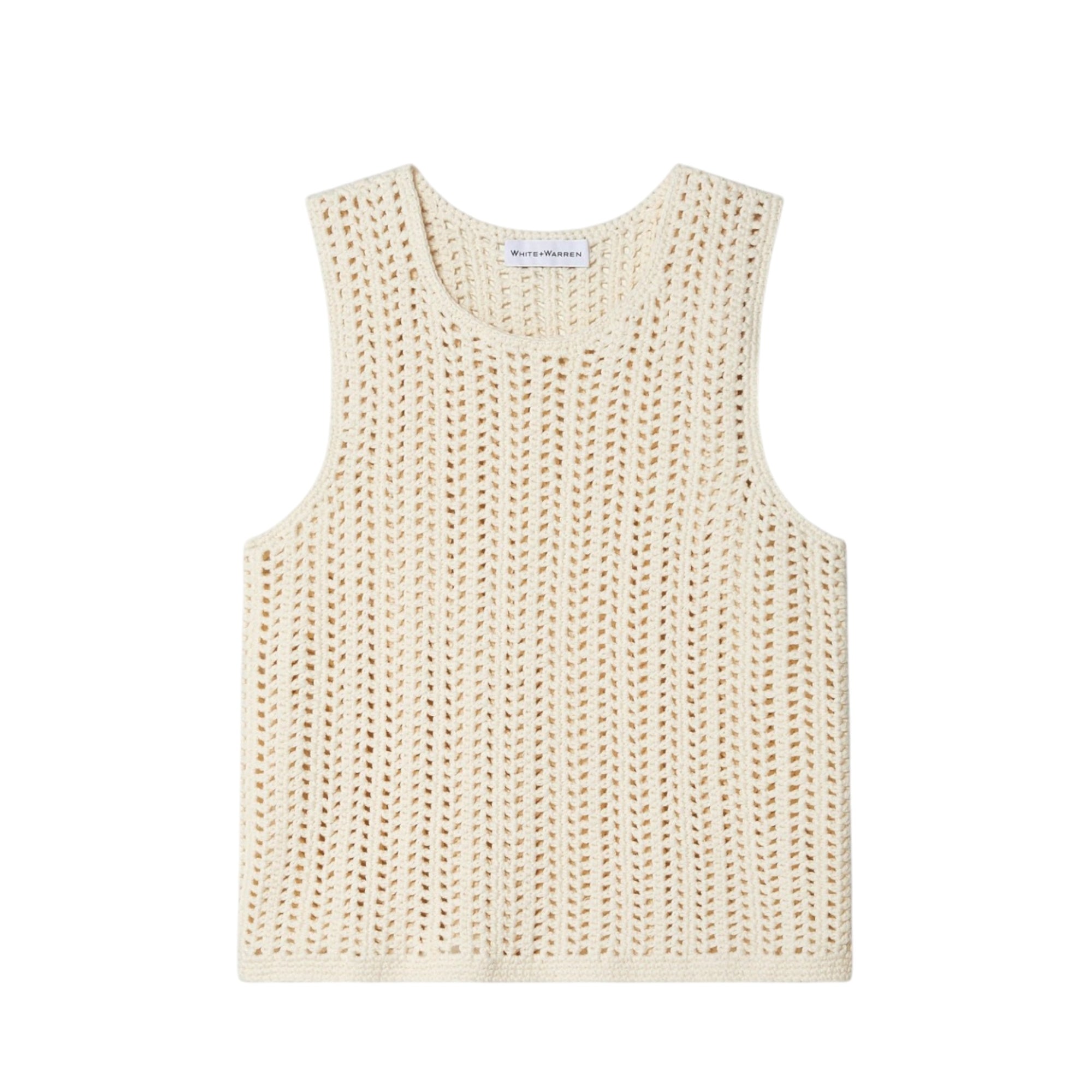White + Warren Hand Crochet Lofty Cotton Tank - Ivory