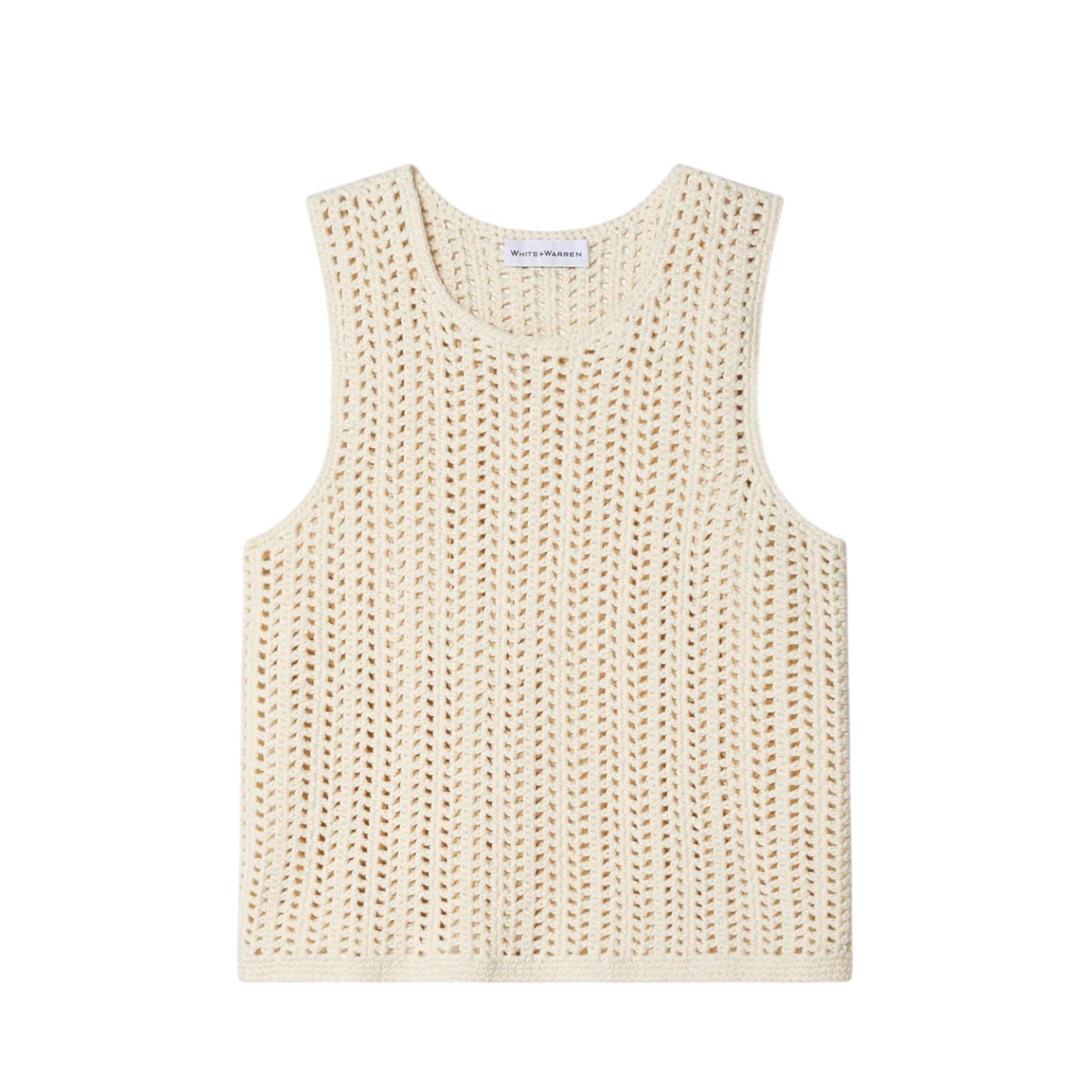 White + Warren Hand Crochet Lofty Cotton Tank - Ivory