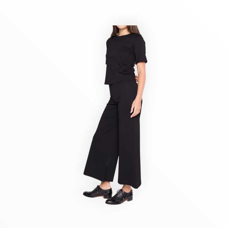 Ripley Rader Ponte Knit Short Sleeve Top Extended - Black