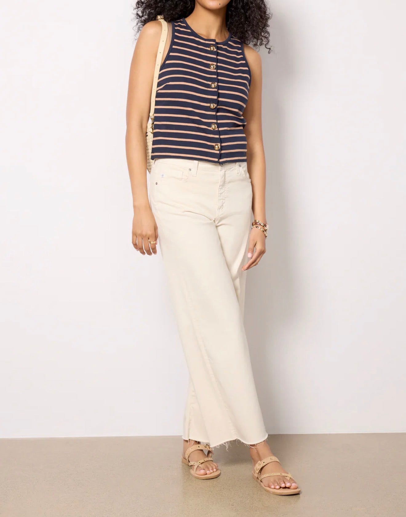 Nation Ltd Abbie Tank - Latte Stripe