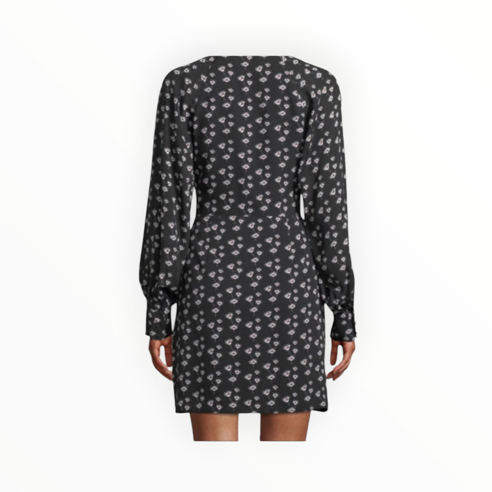 Tanya Taylor Kris Poppy Print Silk Long Sleeve Short Dress