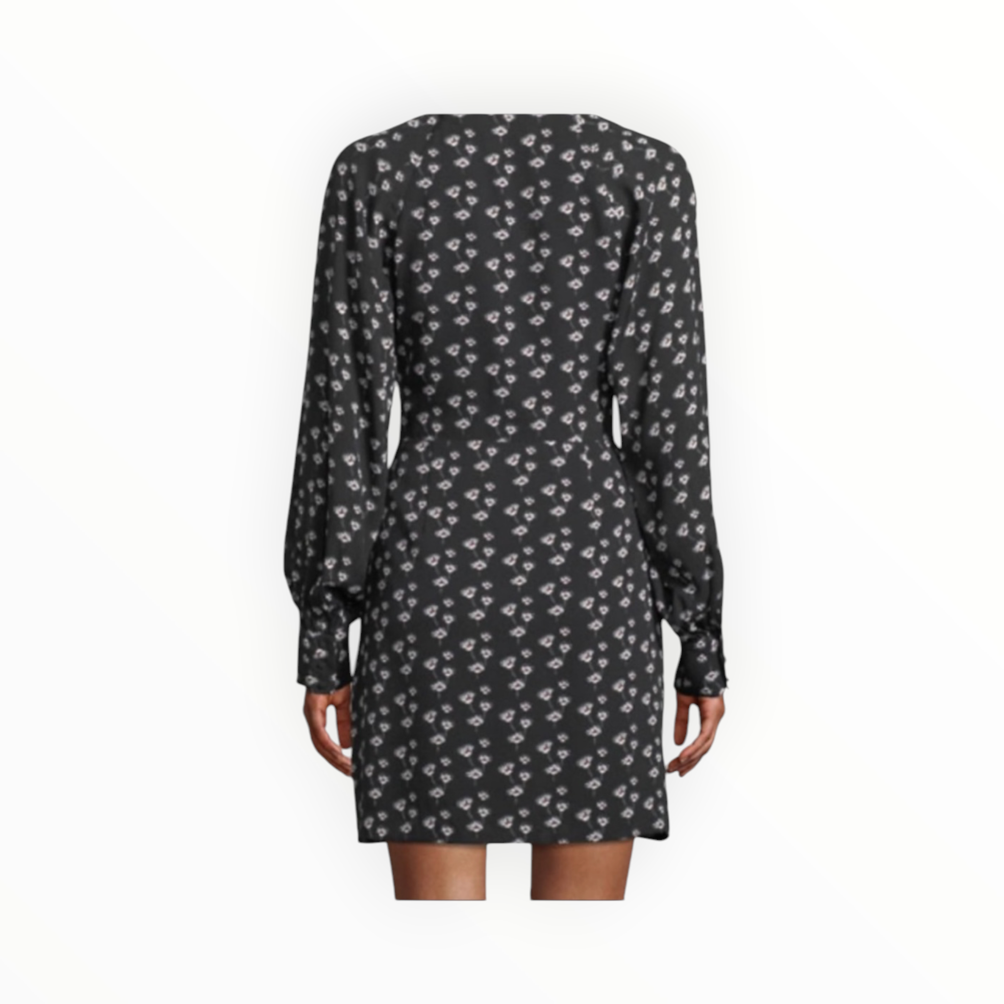 Tanya Taylor Kris Poppy Print Silk Long Sleeve Short Dress