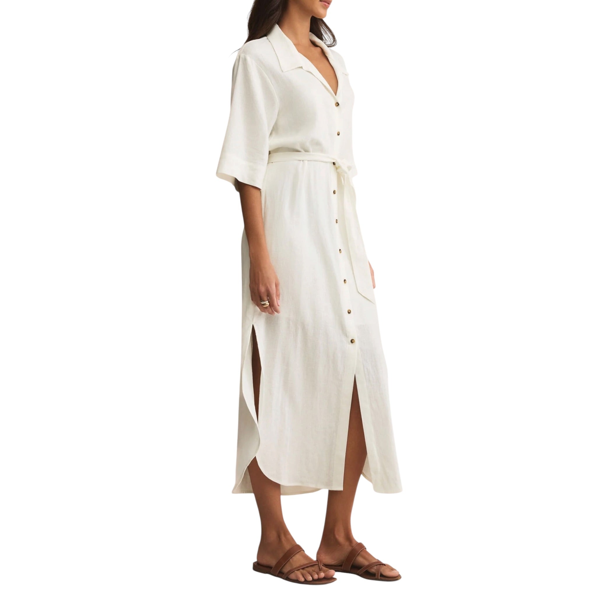Z Supply Brise Linen Midi Dress - White