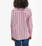 Clare V. Emilette Oversized Shirt - Red/Cream Stripe