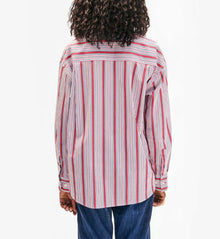 Clare V. Emilette Oversized Shirt - Red/Cream Stripe