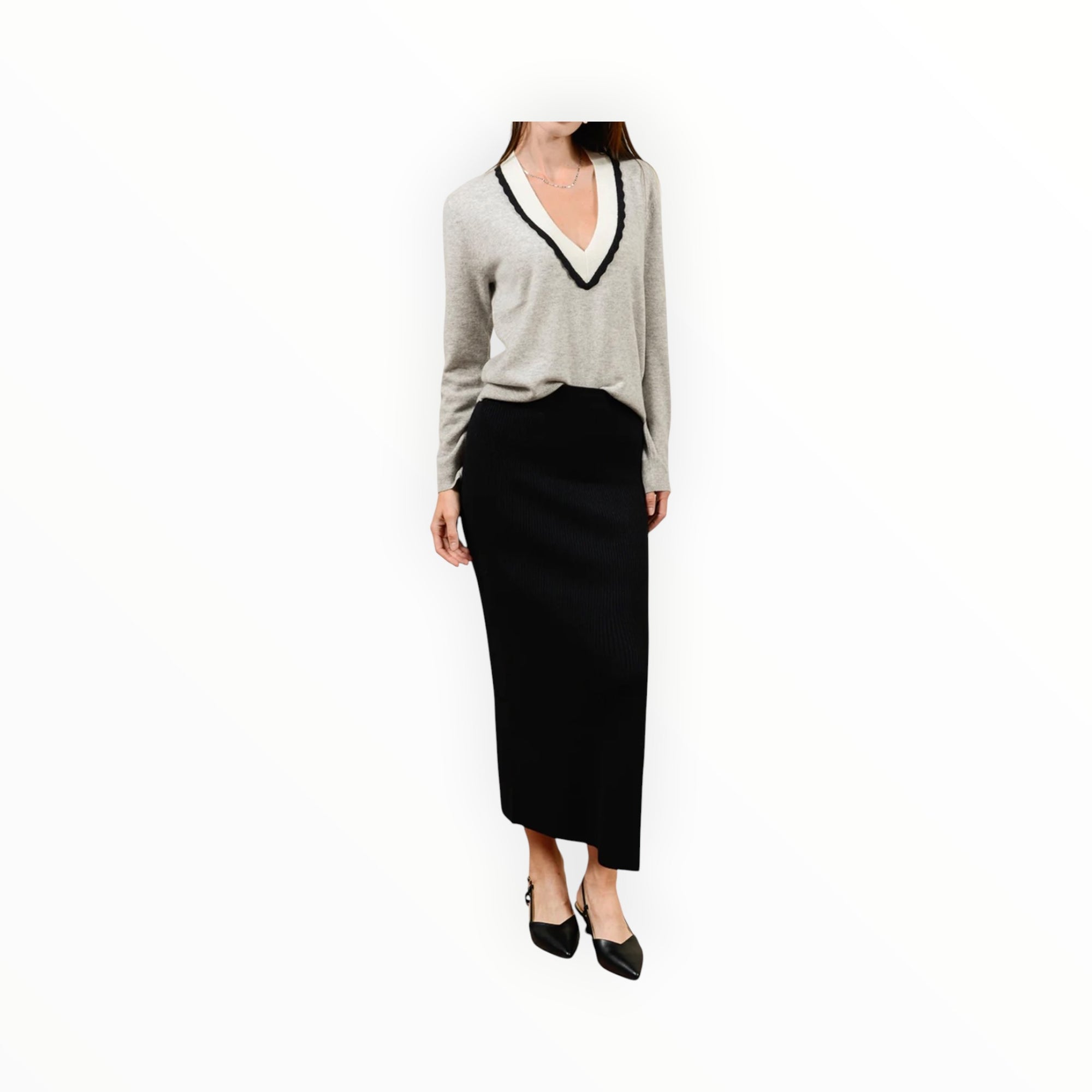 27 Miles Malibu Betsi Ribbed Pencil Skirt - Black