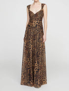 Halston Claudia Chiffon Gown - Leopard