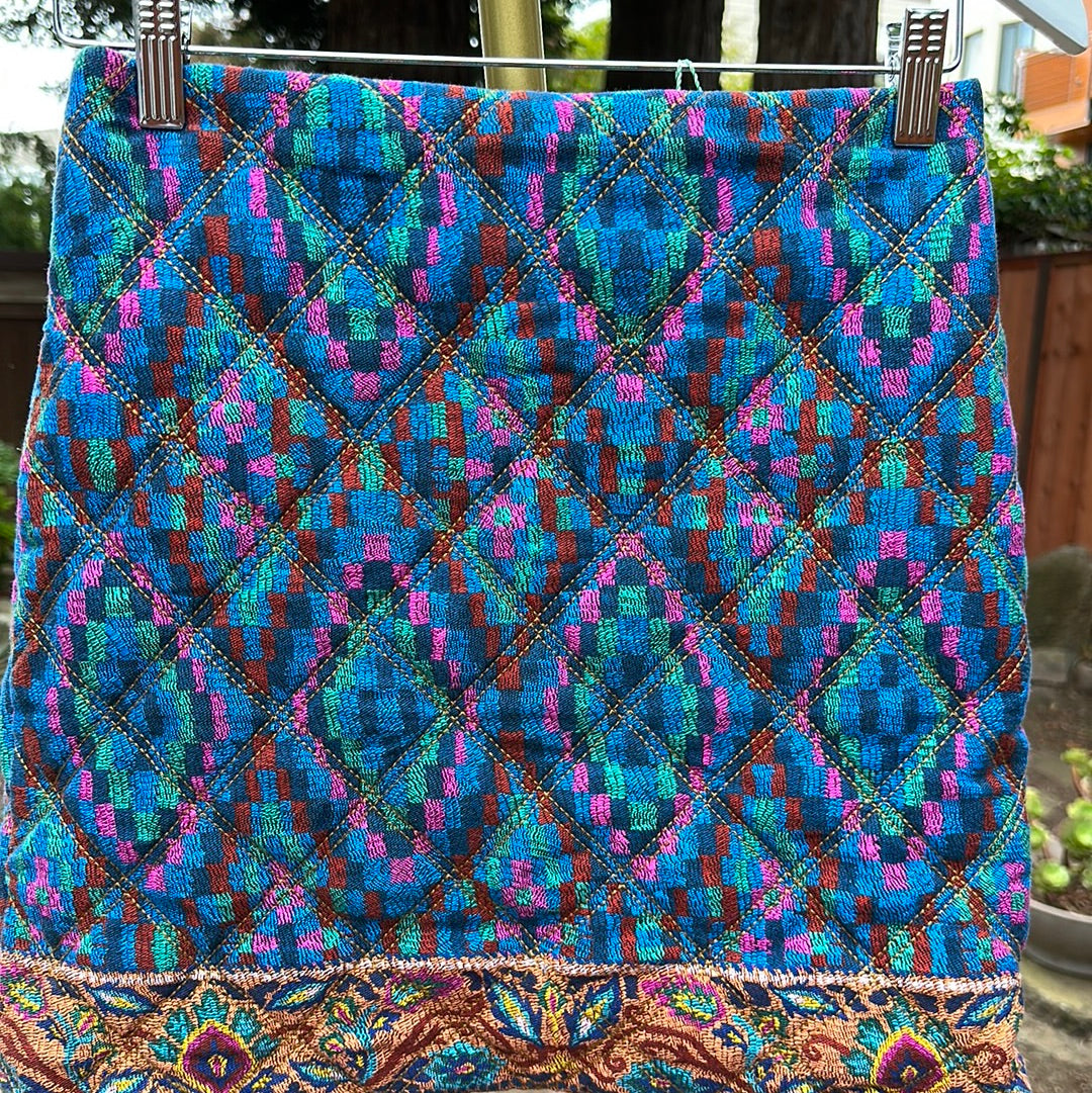 Farm Rio Blue Tapestry Scarf Mini Skirt