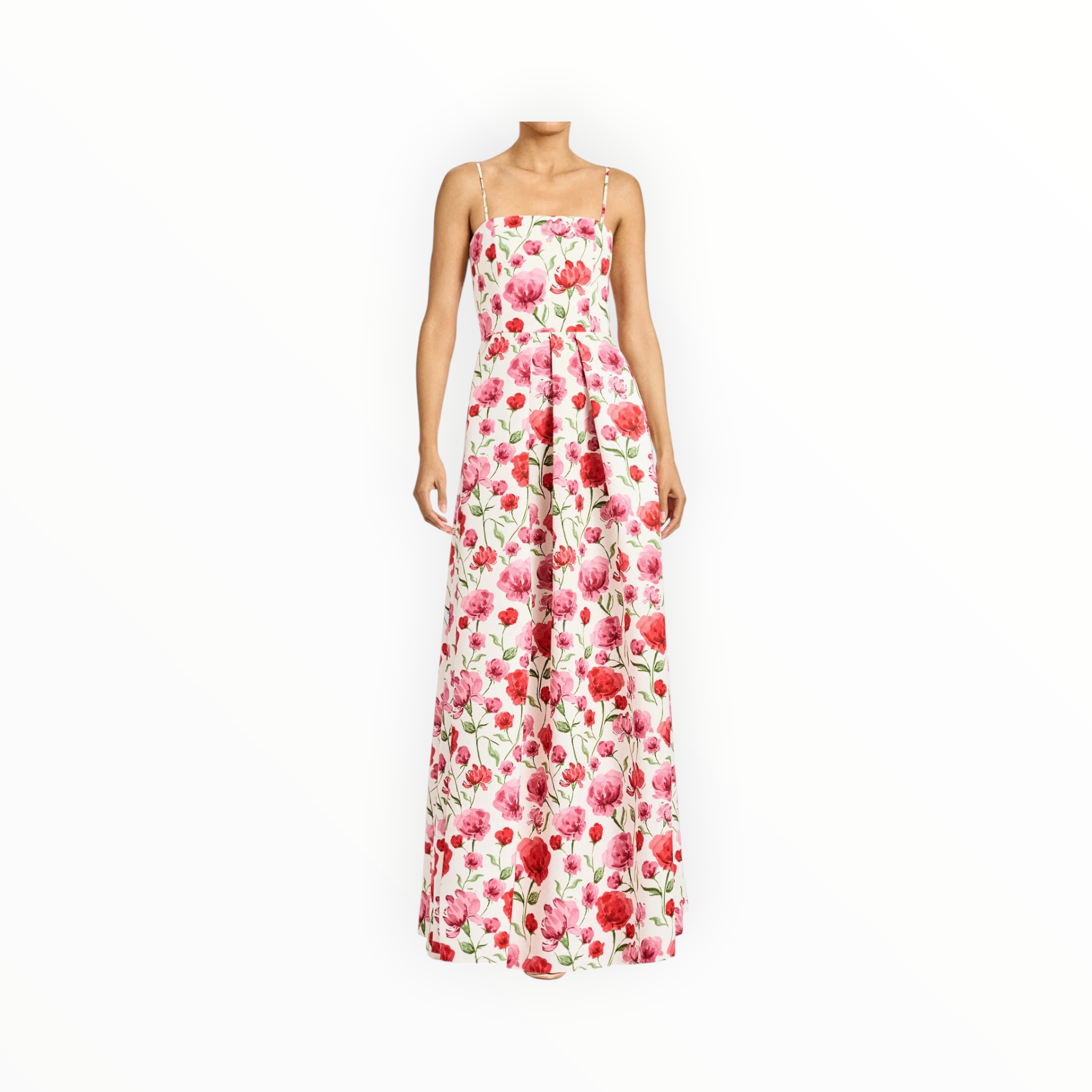 Sachin & Babi Beau Ivory Floral Waist Gown - Watercolor Poppies