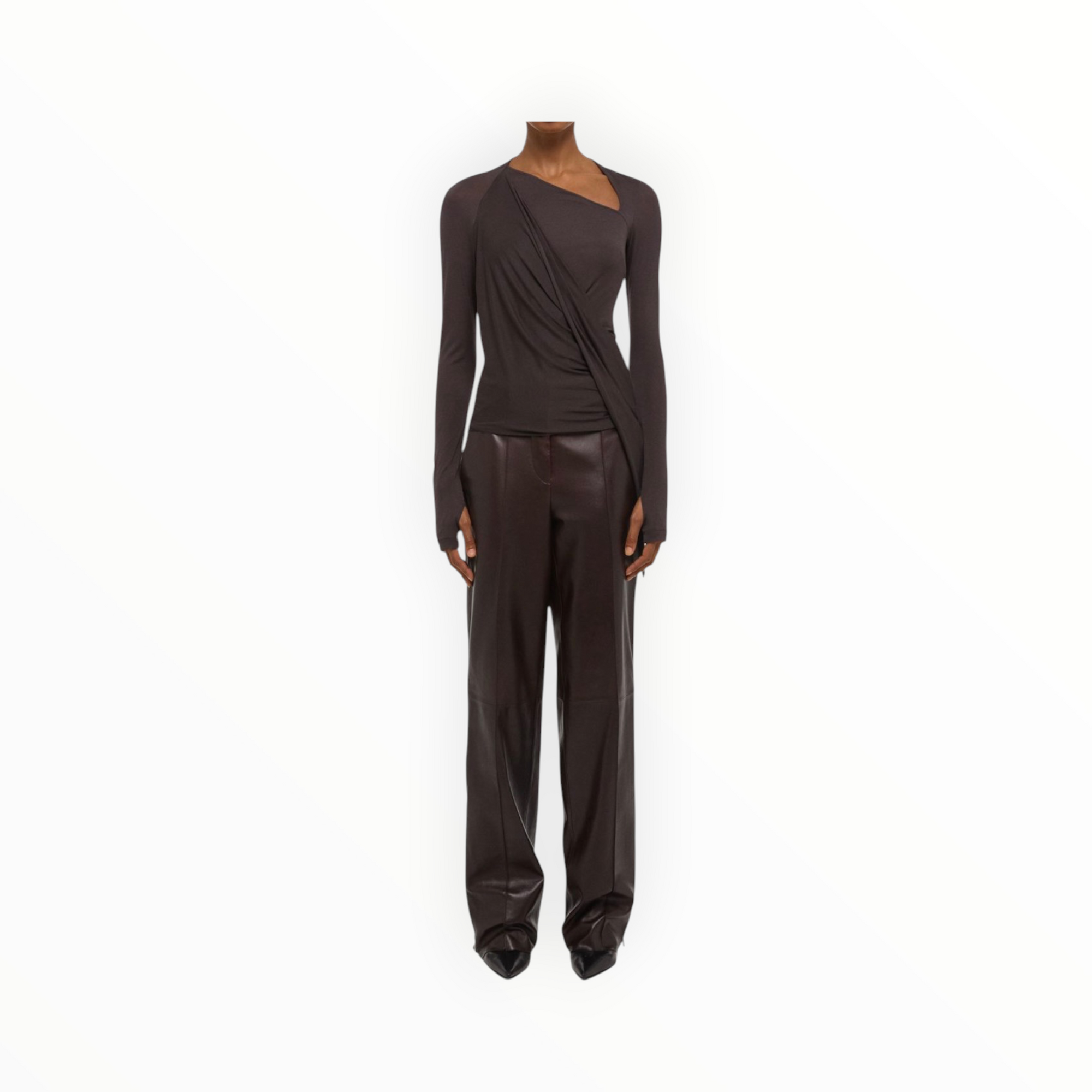 Helmut Lang Twisted Long Sleeve Shirt - Dark Roast
