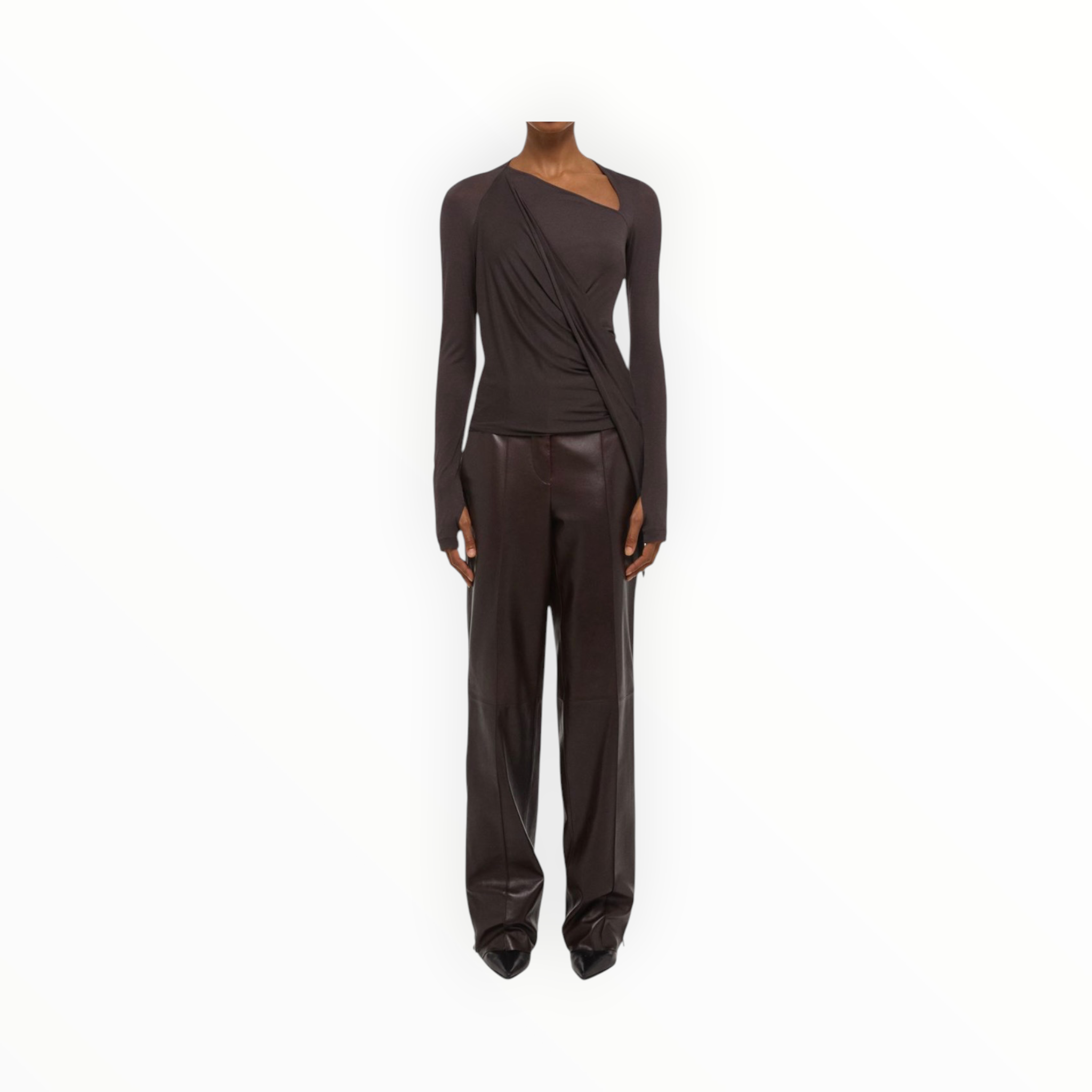 Helmut Lang Twisted Long Sleeve Shirt - Dark Roast