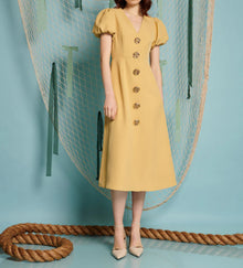 Sister Jane Sandy Swirl Midi Dress - Pale Yellow