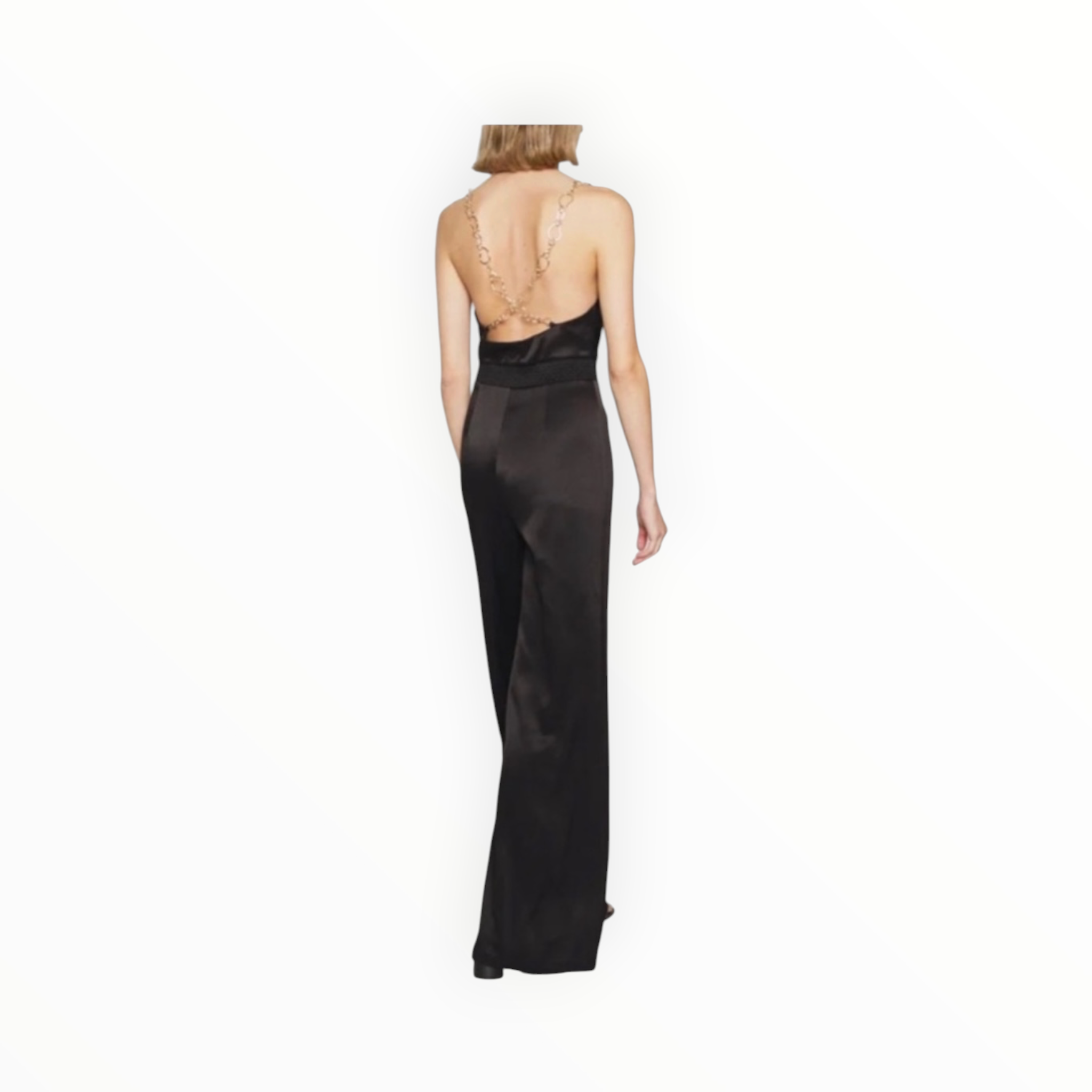 alice + olivia Riska Cowl Neck Chain Strap Jumpsuit - Black