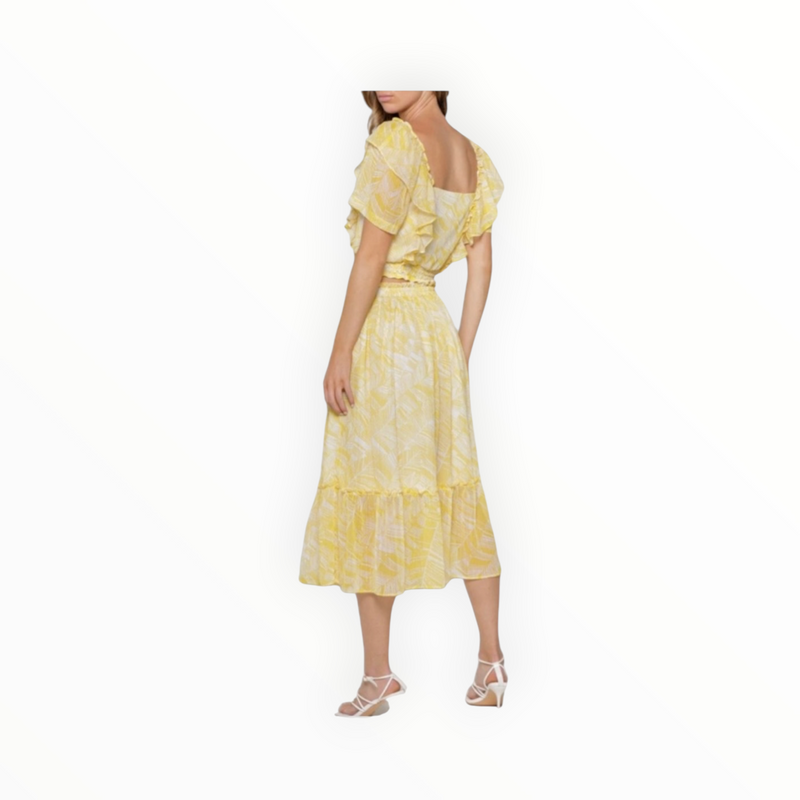 Lavender Brown Midi Skirt - Yellow