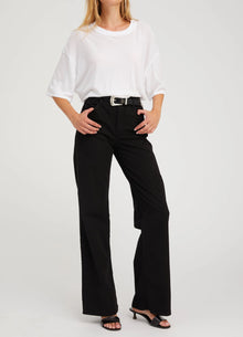 SPRWMN Mid Rise Wide Leg Twill Pant - Black